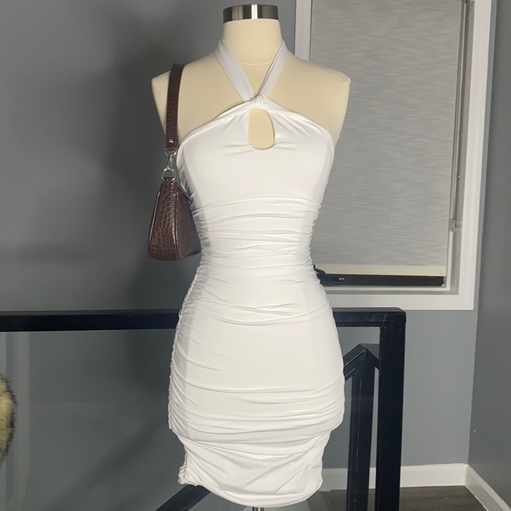 White Mini Halter Dress